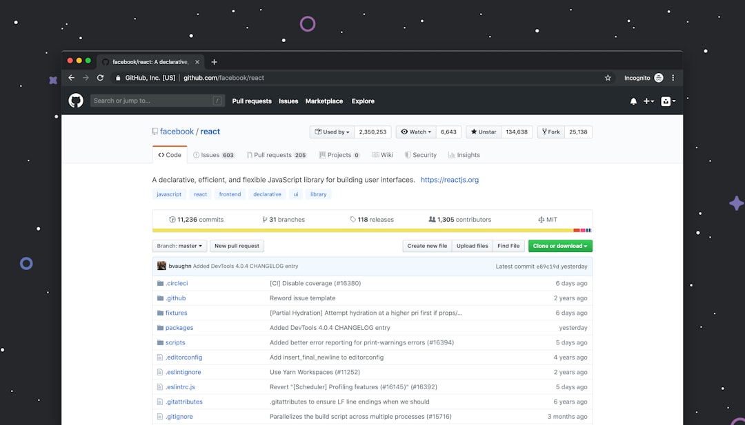 GitHub website on desktop screen